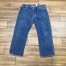 Vintage Levi  s 505 Jeans Men 40x30 Blue Button Fly Straight Leg USA Style