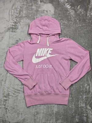  Nike Womens Gym Vintage Hoodie Sweatshirt Pink Just Do It Pullover Size S