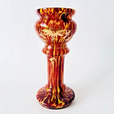 Franz Welz Bohemian Art Deco Spatter Czech Cased Glass Jardiniere Vase 6 7/8''