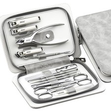 13pcs Nail Grooming Kit Stainless Steel Professional Manicure Set Gray