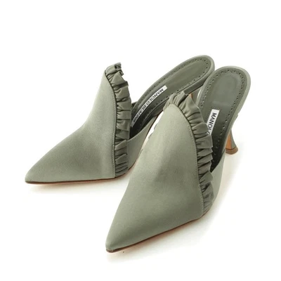 Sandales Manolo Blahnik cuir Aratil 90 satin vert EU:36 US:6 - Photo 1/4