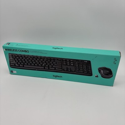Logitech Full Size Keyboard and Mouse Wireless Combo Black Contoured Quiet Keys