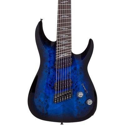 Schecter Guitar Research Omen Elite7 MS Electric Guitar SeeThru Blue Burst
