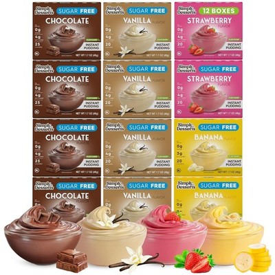 Delightful 12-Pack Sugar-Free Instant Pudding - Gluten-Free & Keto Friendly