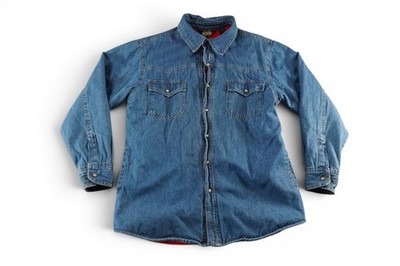 Guide Gear Jacket Mens Medium Blue Denim Fleece Lined Snap Front Workwear
