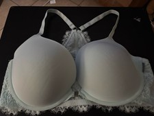 Aerie Women s SZ 38DD Front Close Padded Bra Lace Back Underwire Mint Green