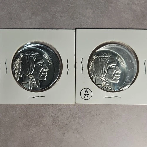 2x 1 oz .999 Fine Silver Rounds Native American Design Total 2 oz mint errors