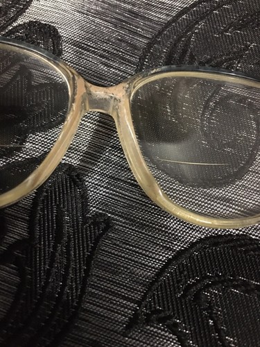 Vintage Large Round Frame Glasses Clear W/ Blue Metal Accents Women’s - Picture 11 of 11
