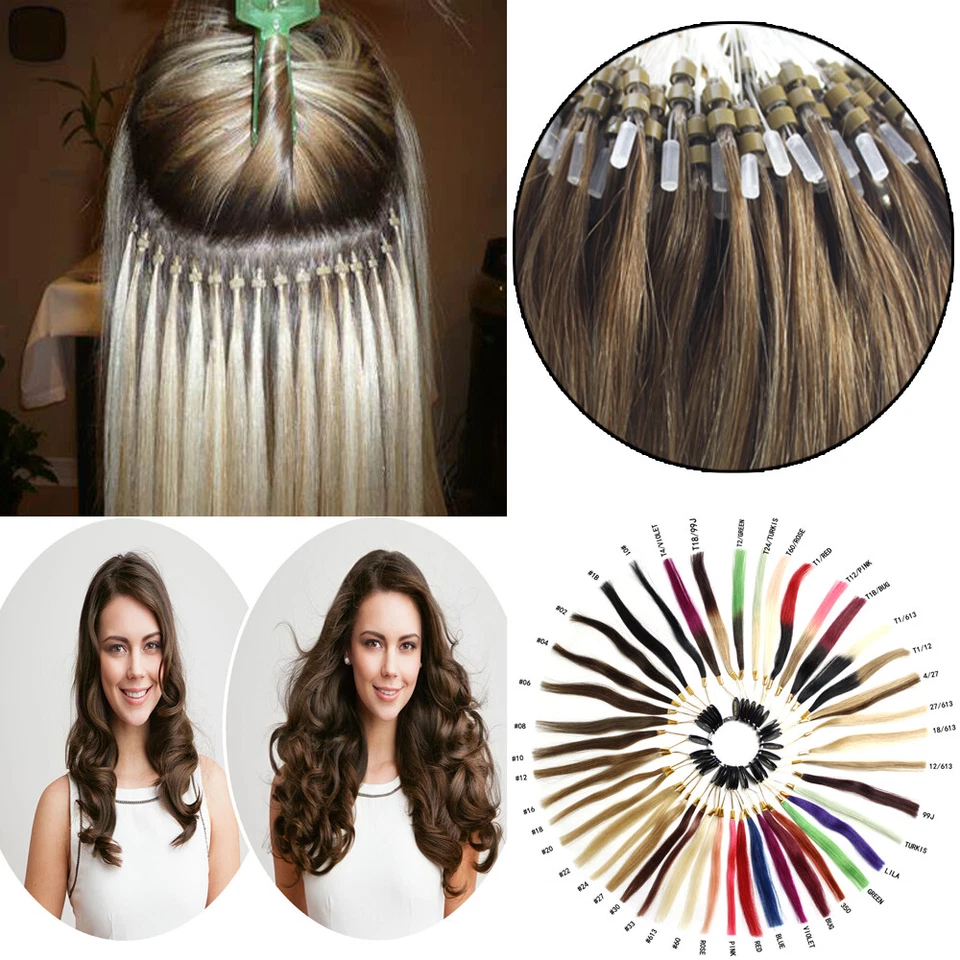 Double Drawn Micro Ring Loop Remy Human Hair Extensions Nano Beads Pre Bonded 1G