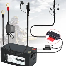 Motorcycle Connect Cable Battery Ring Terminal Harness Fused Charger Cable 12V