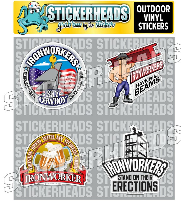 IRONWORKERS 4 Pack 4 Stickerheads Decals sticker Hard Hat union eBay