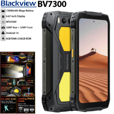 Blackview BV7300 4G LTE Rugged Phone Android 14 NFC Mobile Waterproof Unlocked