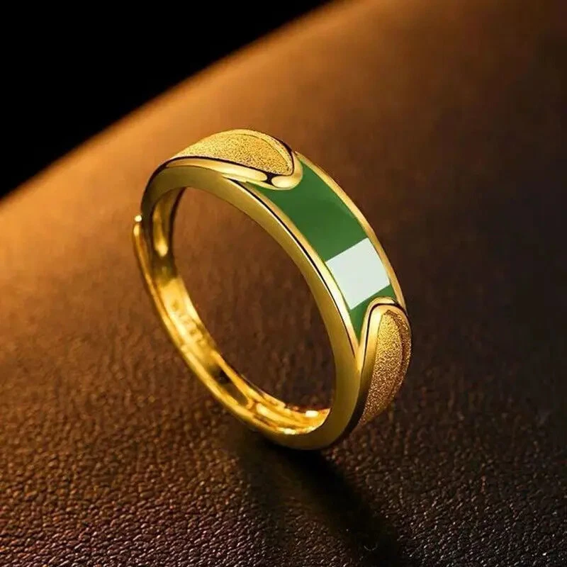 Venta caliente Anillos de gemas negros verdes blancos para hombres Anillos románticos para pareja nunca se desvanecen Foto 4 de 4