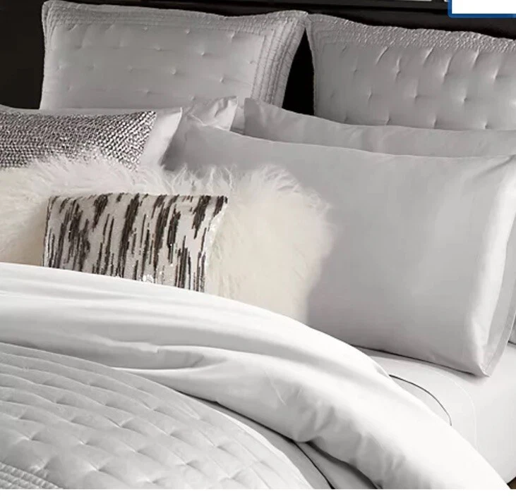 NUEVO $609 Donna Karan Home The Essential Edredón de Seda F/QUEEN Edredón Platino Foto 2 de 4