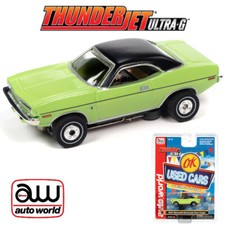 NEW Auto World Ok Used Cars 1970 Plymouth Barracuda Gran Coupe Green HO Slot Car