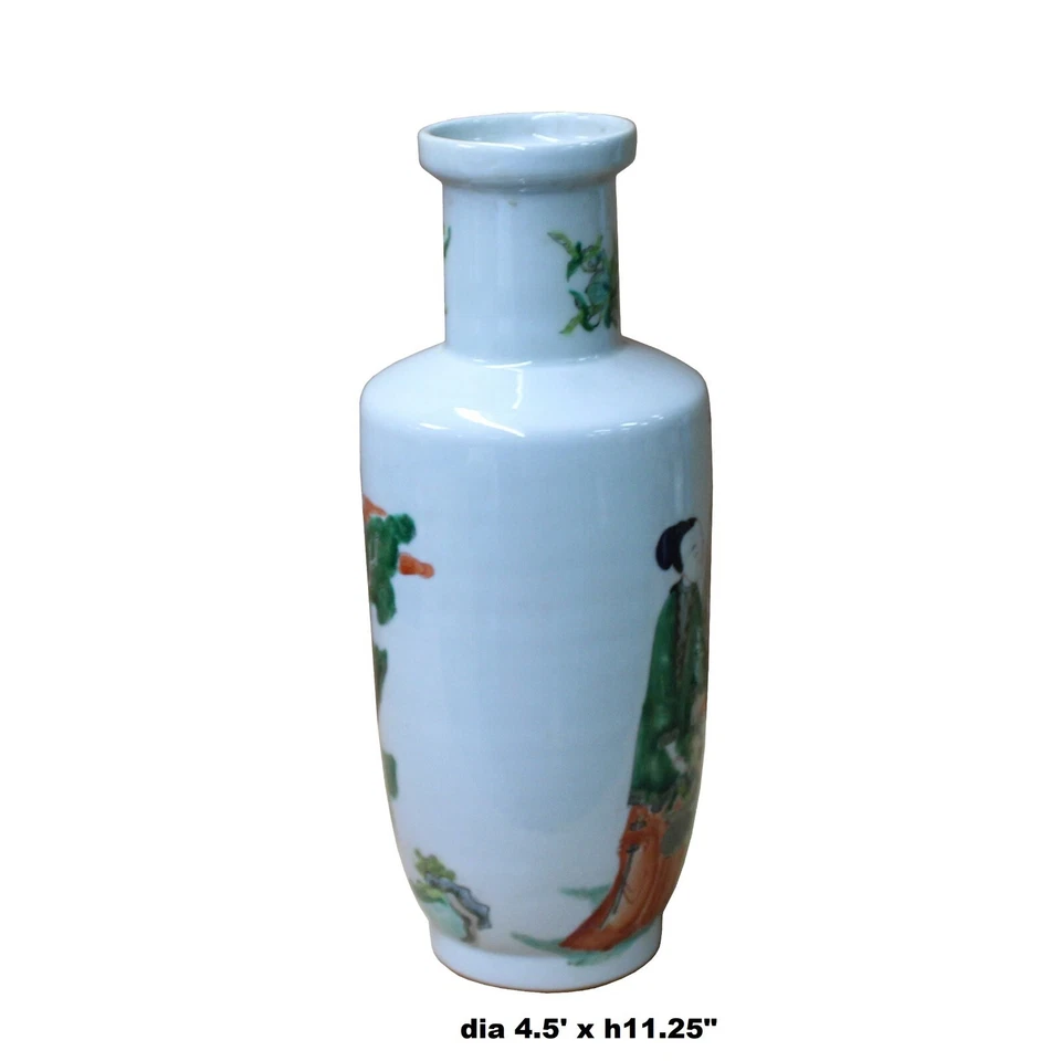 Китайская состаренная белая фарфоровая ваза с пейзажами людей ws1081 - Изображение 2 из 4