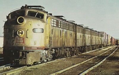TRAIN POSTCARD CHICAGO ROCK ISLAND PACIFIC RR PULLMAN JUNCTION ILLINOIS 1972