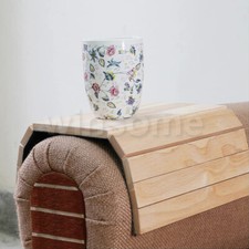 Flexible Wooden Sofa Arm Tray Drink Snack Holder Serving Table Armchair Tray
