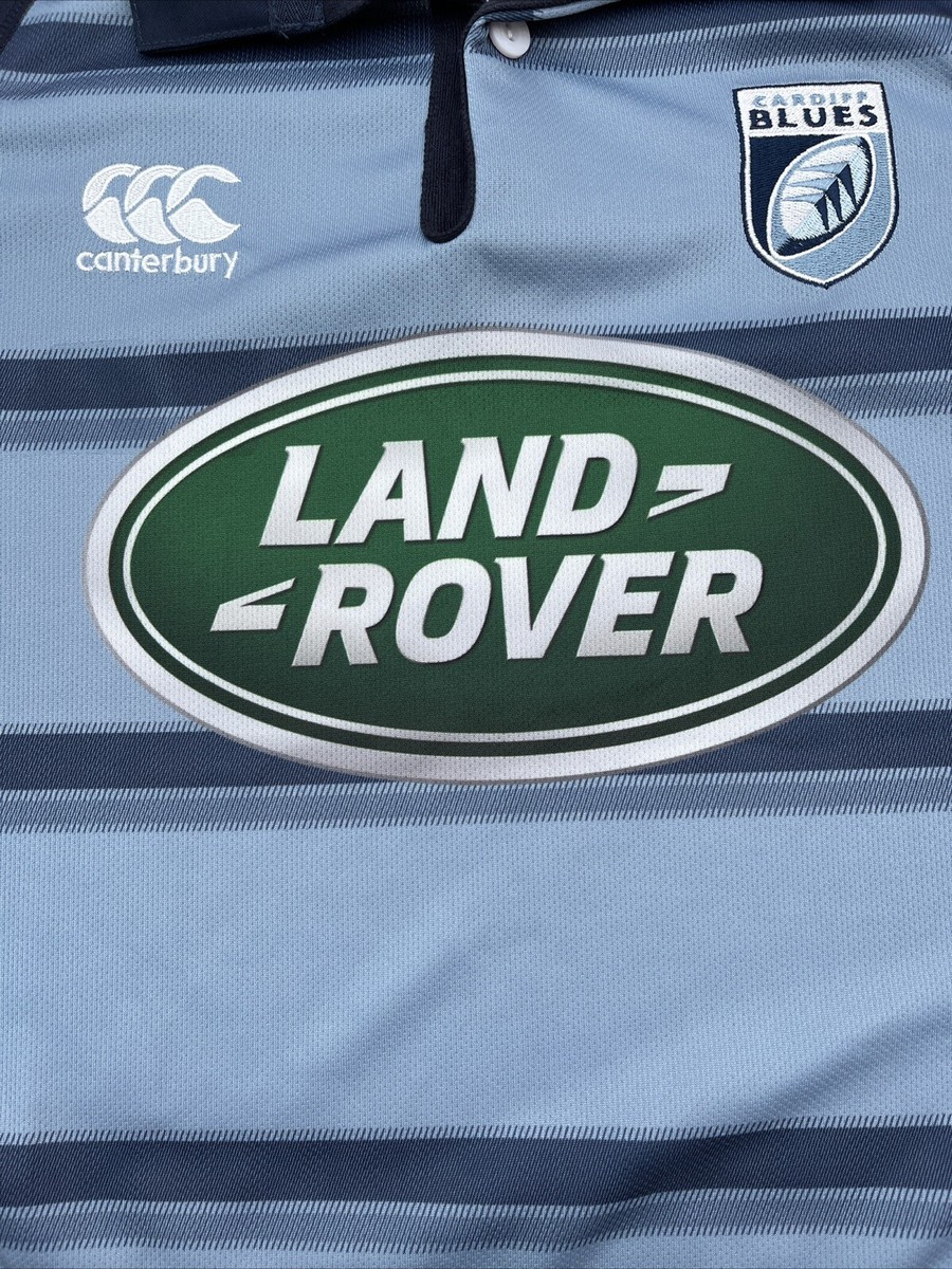 CARDIFF BLUES Rugby Shirt Canterbury Blue Long Sleeve Land Rover