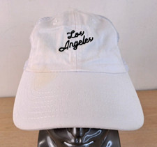 LOS ANGELES SCRIPT ADJUSTABLE STRAPBACK TRUCKER/MESH HAT/CAP, WHITE, OUTDOOR