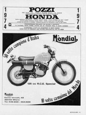 advertising Pubblicità- MOTO MONDIAL 125 RCE SPECIAL 1974 MOTO EPOCA ENDURO
