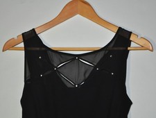 Evan-Picone Women's Size 6 Black Sleeveless Formal Dress Rhinestone Accents LOVE