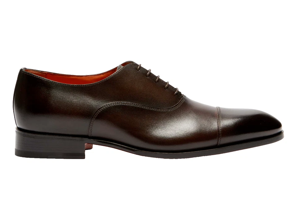 Santoni Oxford Chaussures Patinées Mocassins Loafers En Cuir 43,5 - Photo 3/4