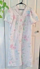 Vtg. Vandemere Housecoat Snap Front Lounger Robe Long Blue Floral Granny Bath