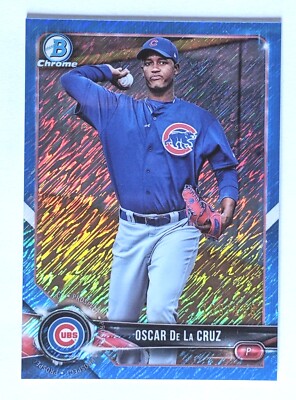 2018 Bowman Chrome Oscar De La Cruz /150 blue shimmer refractor #BCP59 Cubs 