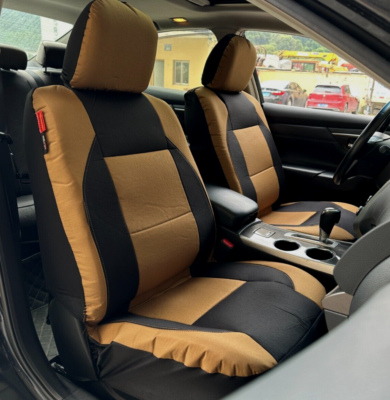 Canvas Seat Covers Tan Black Front Pair For Toyota Prius Prime