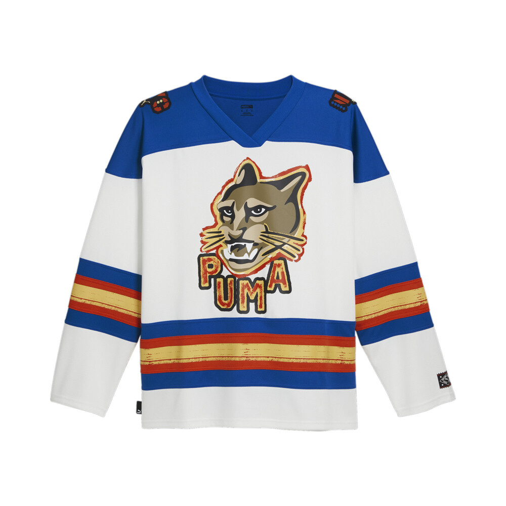 Мужская футболка Puma Nyc Remix Hockey с V-образным вырезом и репликой размера XS 62451102