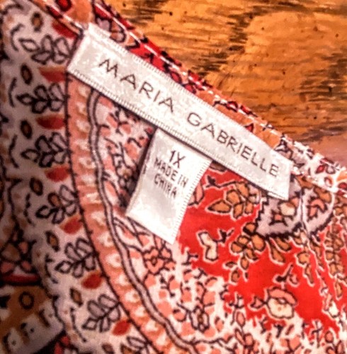 👚 Maria Gabrielle 1X Paisley Sheer Red Pink Coral BlouseTOP💚SUPER SEXY💚 - Picture 7 of 8