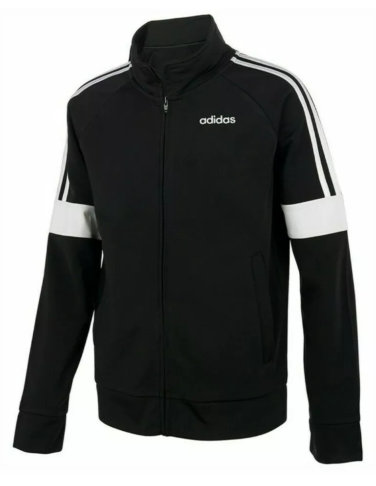 adidas Boys Tricot Event Track Black White Jacket NWT MSRP