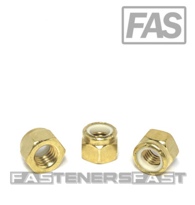 (25) 3/8-16 Brass Nylon Insert Lock Nuts Locking Hex Nuts 3/8-16 Solid Brass