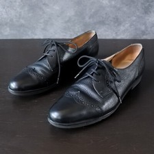 Vintage Salvatore Ferragamo Black Lace Up Oxford Brogue Flat Shoes Size 8 A
