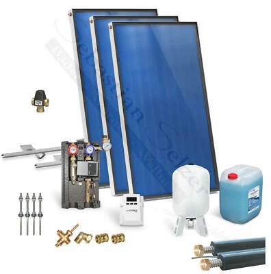 MARKENLOS Solaranlage komplett Solarpaket Solarthermie Warmwasser, Solar 2,03-10,15m²