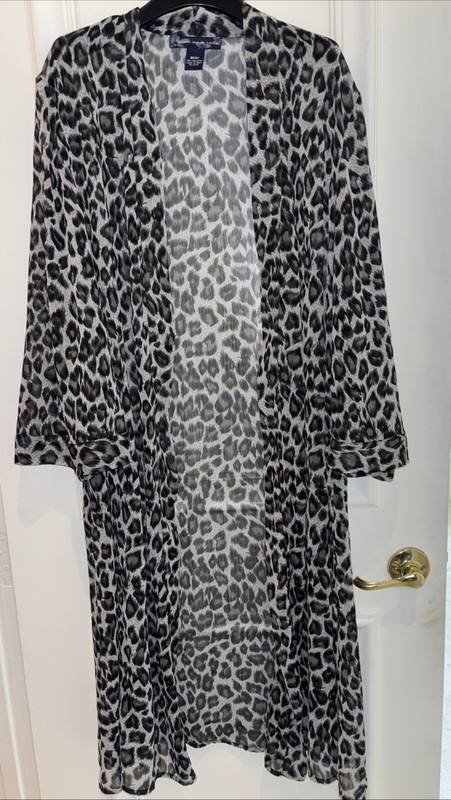 Susan Graver Leopard Duster Coat/Resort Wear Size Missy Med-Large