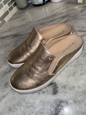 Vionic Orthaheel DAKOTA Rose Gold Champagne Leather Slip On Mule Size 7 US