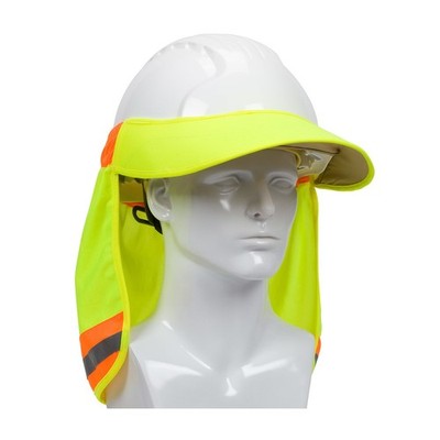 EZ-Cool Hi-Vis gelbes Schutzhutvisier mit Nackenschutzklappe für Sonnenschutz