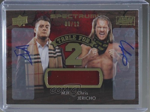 MJF, Chris Jericho [Autograph] #T2-13 2021 Upper Deck AEW Spectrum Table for 2 Relics card