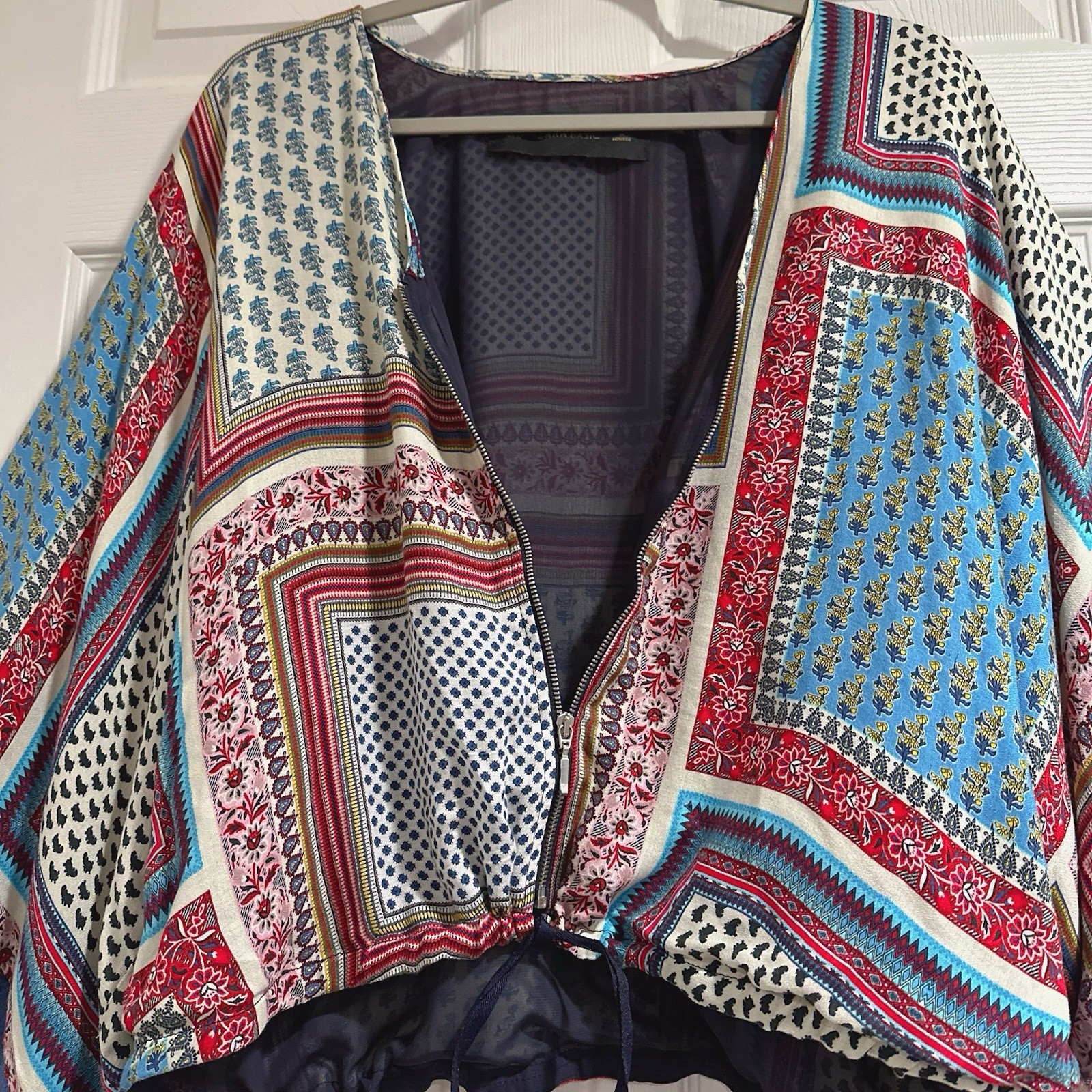 Zara Basic Boho Patchwork Kimono Jacket Sz S Visc… - image 4