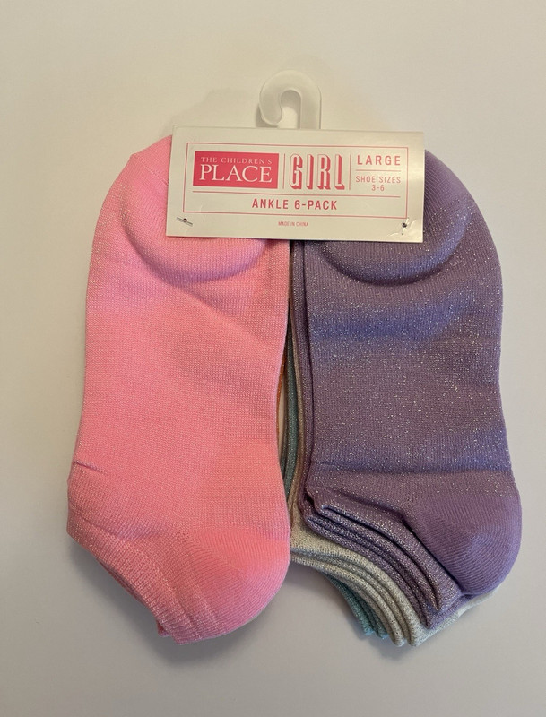 The Children's Place Girls Ankle Socks 6-Pair Pack Low Cut Large Multicolor