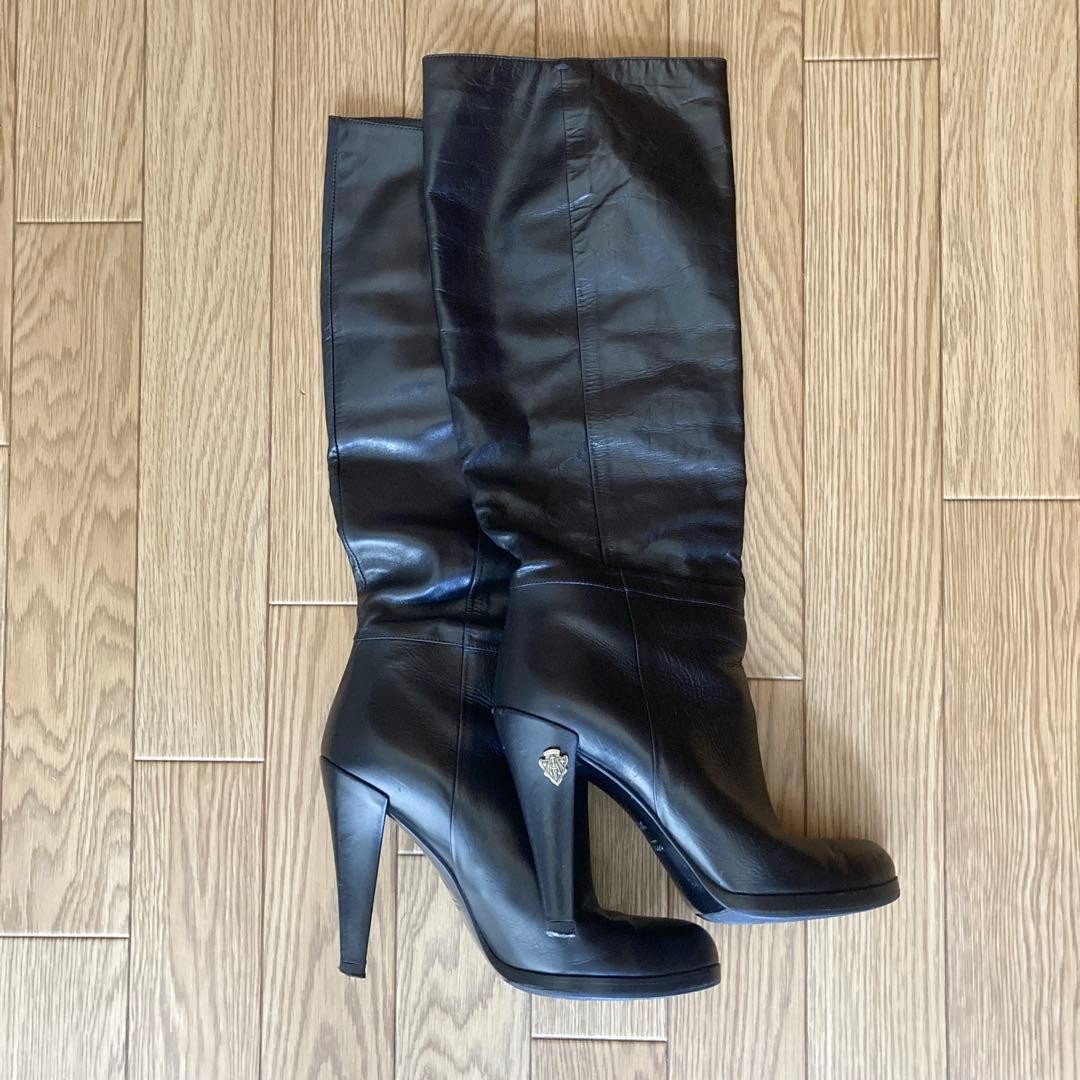 GUCCI Boots Heel Long Leather Black EU37.5/US7.5 113172c thumbnail 23