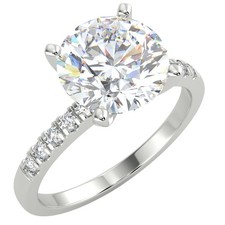 2.05 Ct Round Cut SI1/E Solitaire Pave Diamond Engagement Ring 14K White Gold