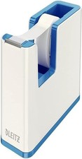 Image of Leitz Tape Dispenser, Heavy Base with Tape, Wow Range, White/Metallic Blue Blue