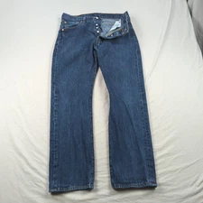 Levis 501 Jeans Mens 33x30 Blue Button Fly Classic American Western Dark Wash
