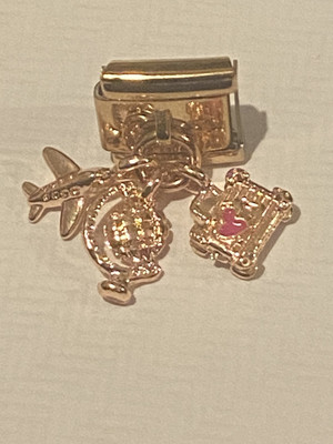 Roségold  , Global & Suitcase  Charm passend für klassisches italienisches/Nomination Armband