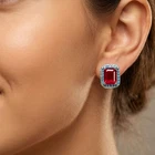 925 Sterling Silver White Gold Handmade Earrings Pigeon Blood Red Ruby 8.45Ct