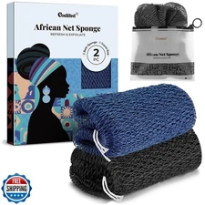 CORATED African Net Sponge Authentic, Shower Loofah Exfoliating Bath Sponge, 
