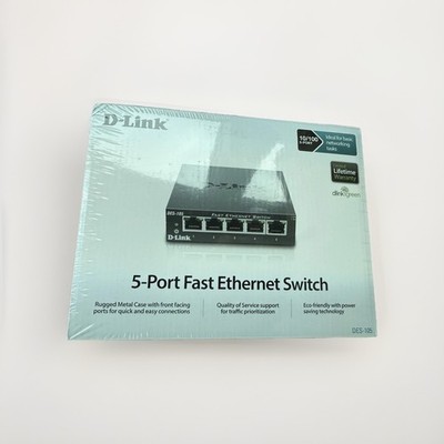 D-Link DES-105 5-Port Fast Ethernet Switch 100Mbps Standalone Unmanaged Layer 2
